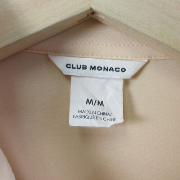 Club Monaco Button Front Blouse Women M Peach Long Sleeve Pockets Casual 112 - Picture 3 of 10